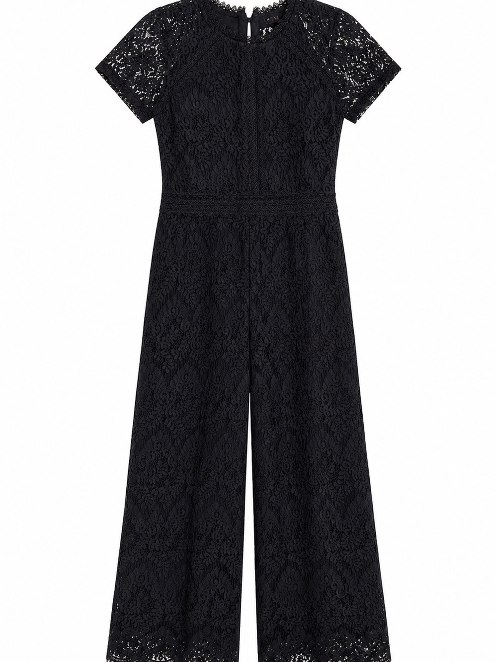 Black Lace Short-Sleeve Jumpsuit